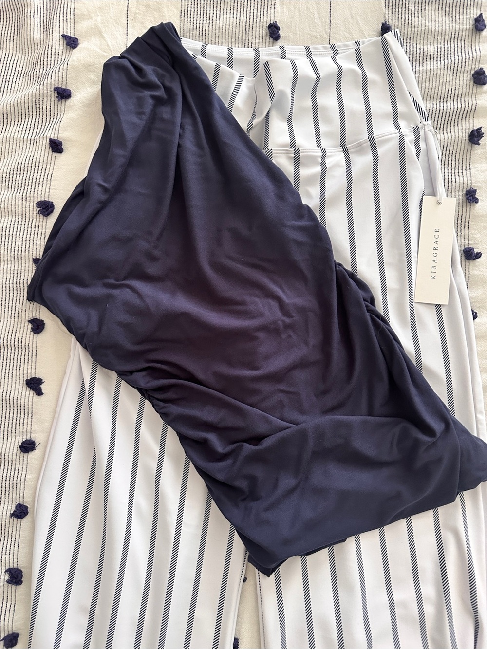 Women’s One-Shoulder Tank Top in Navy Kira Grace Small - Picture 6 of 6